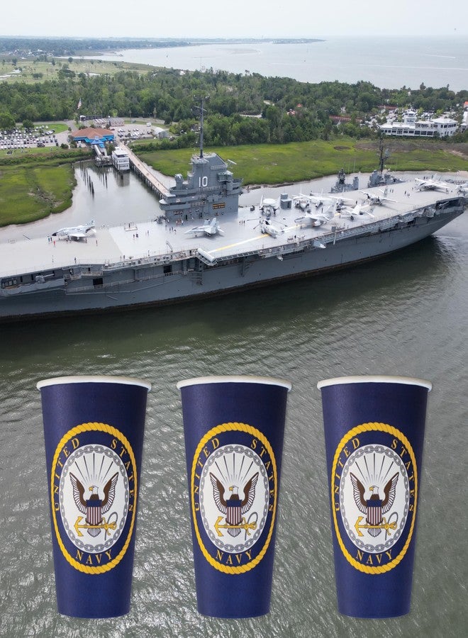 Havercamp U.S. Navy Party Cups (32 cups)! 16oz. Heavyweight Paper Cups! Authentic, Licensed, American Navy Design. For Graduation Parties, Retirement, Welcome Home & Birthdays - Image 3