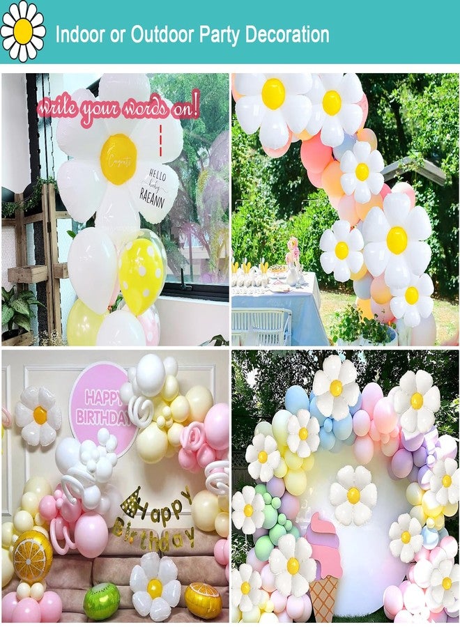 Goping Daisy Balloons 10 pcs White Daisy Flower Balloons Reusable Party Decorations for Birthday Wedding Ceremony Garden Beauty, 2 Extra Huge, 4 Huge, 4 Medium and 10 Fittings - Image 5