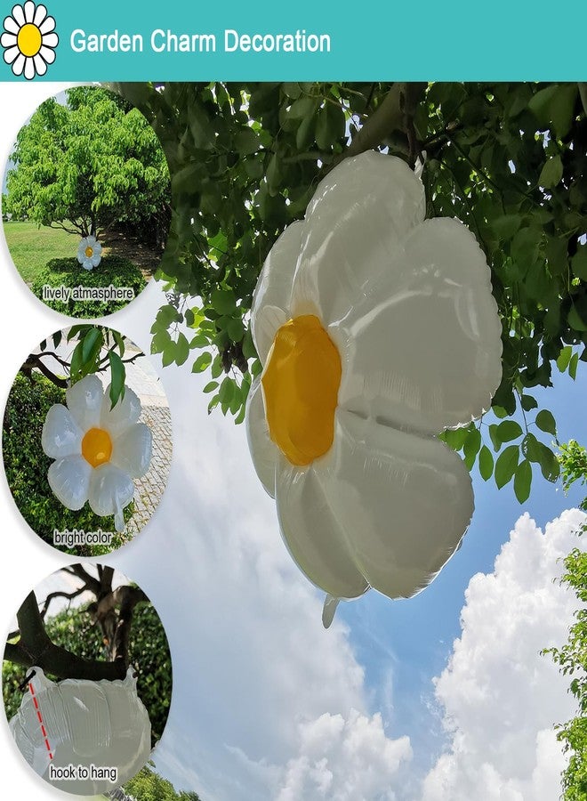 Goping Daisy Balloons 10 pcs White Daisy Flower Balloons Reusable Party Decorations for Birthday Wedding Ceremony Garden Beauty, 2 Extra Huge, 4 Huge, 4 Medium and 10 Fittings - Image 4
