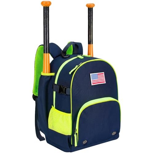 Choco Mocha TBall Bag for Boys Toddler Baseball Bag Kids Baseball Softball Backpack with Bat Holder Dark Blue - Image 1