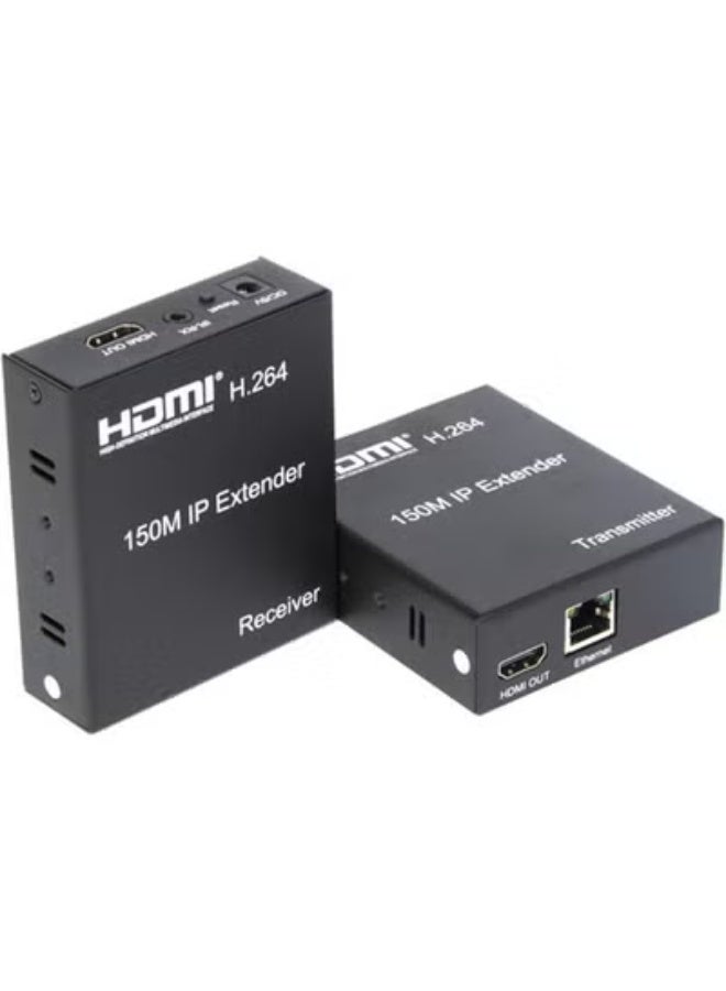 موسع HDMI عبر شبكة RJ45 – يوصل حتى 150 متر بكابل CAT6 – يدعم أجهزة متعددة بجودة 1080P (المرسل + المستقبل) - Image 1