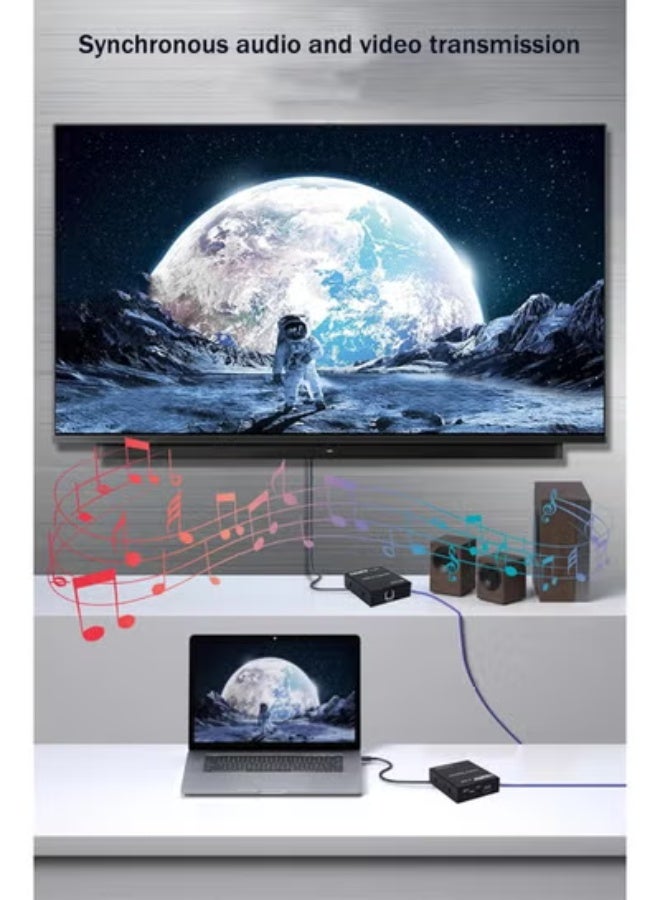 موسع HDMI عبر شبكة RJ45 – يوصل حتى 150 متر بكابل CAT6 – يدعم أجهزة متعددة بجودة 1080P (المرسل + المستقبل) - Image 4