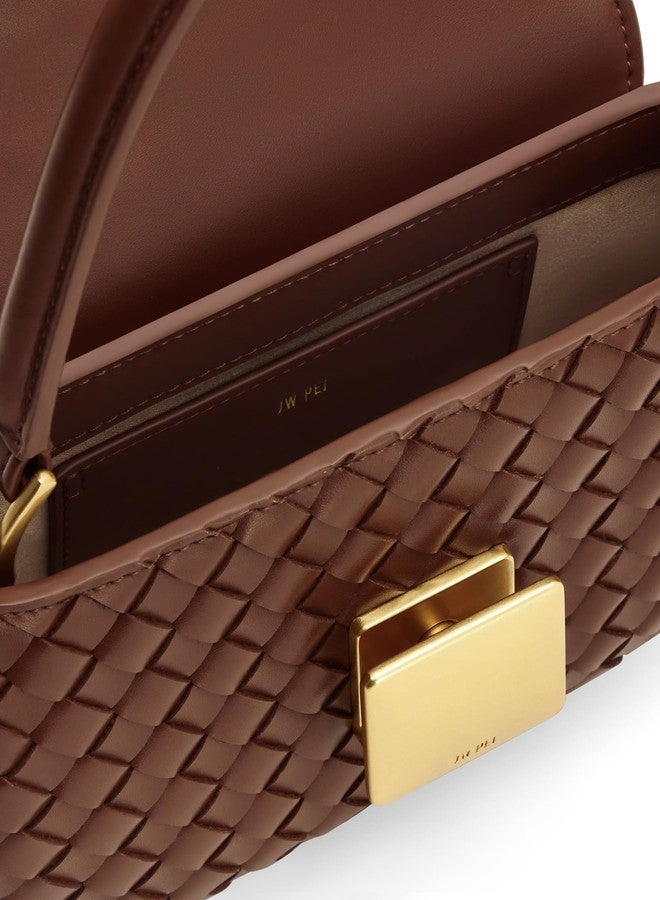 جي دبليو بي حقيبة يد نسائية من جي دبليو بي إي آي، طراز زوري، مصنوعة يدوياً، بمقبض علوي دائري - بني - Image 4