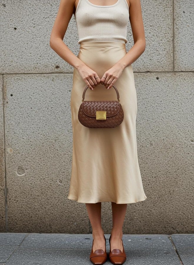 جي دبليو بي حقيبة يد نسائية من جي دبليو بي إي آي، طراز زوري، مصنوعة يدوياً، بمقبض علوي دائري - بني - Image 5