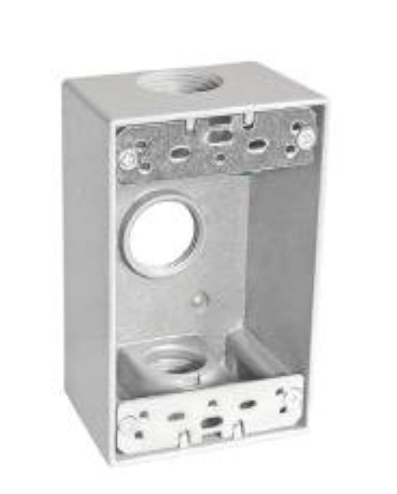 Sealproof 1-Gang 3 Hole 3/4-Inch Weatherproof Rectangular Horizontal Electrical Outlet Box with Three 3/4" Outlet Holes, Single Gang, UL Listed - Image 2