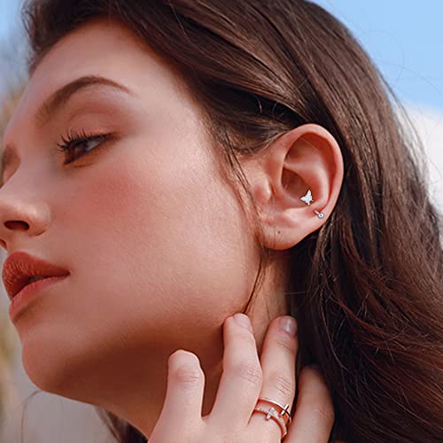 Drperfect 12 PCS Rook Piercing Jewelry Rook Earrings for Women Men Eyebrow Rings 16G Stainless Steel Curved Barbell Dangle CZ Belly Lip Ring Cartilage Daith Surface Tragus Piercing Jewelry - Image 5