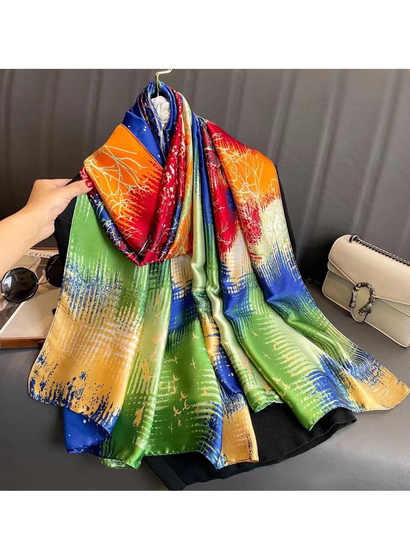 وشاح سيدة وشاح حريري نسائي وشاح مربع زخرفية الحماية من أشعة الشمس وشاح وظيفة وشاح حرير رفيع 180 * 90 سم