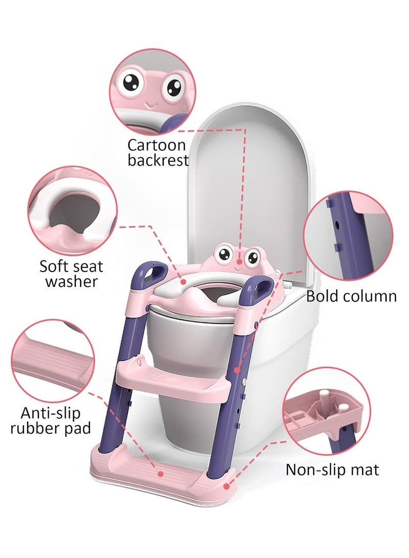 Captaintech Potty Training Seat for Baby, Baby Toilet Potty Seat with Adjustable Step Stool Ladder, Baby Potty for Boys and Girls - Image 2