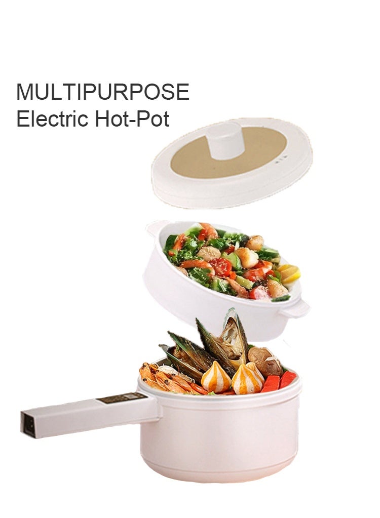 2L Electric Hot Pot with Steamer, Overheat Protection, and Adjustable Temperature Perfect for Dorms, and Smart Control Panel. Appointments and Timed Appointments are Available.For Egg Soup, Steak Steam ,Offices, and On the Go Cooking - Image 1