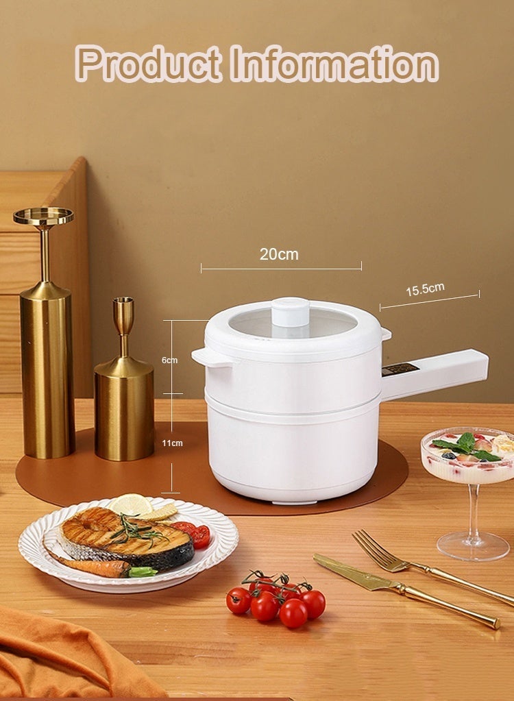 2L Electric Hot Pot with Steamer, Overheat Protection, and Adjustable Temperature Perfect for Dorms, and Smart Control Panel. Appointments and Timed Appointments are Available.For Egg Soup, Steak Steam ,Offices, and On the Go Cooking - Image 4