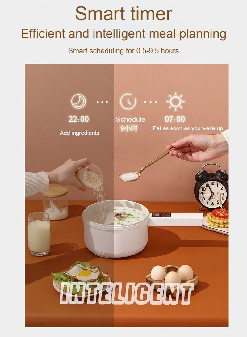 2L Electric Hot Pot with Steamer, Overheat Protection, and Adjustable Temperature Perfect for Dorms, and Smart Control Panel. Appointments and Timed Appointments are Available.For Egg Soup, Steak Steam ,Offices, and On the Go Cooking - Image 2
