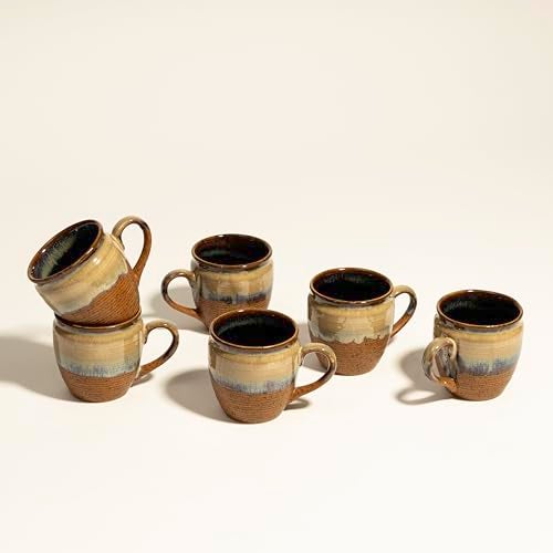 Beyond Homes Handcrafted Ceramic Tea Cup & Coffee Mugs Set of 6, 220 ml | Microwave Safe | Eco-Friendly Cup Set of 6 for Tea | Glossy Finish Ceramic Cups, Terracotta (Broad Drip) - Image 5