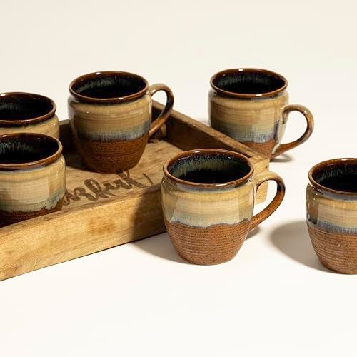 Beyond Homes Handcrafted Ceramic Tea Cup & Coffee Mugs Set of 6, 220 ml | Microwave Safe | Eco-Friendly Cup Set of 6 for Tea | Glossy Finish Ceramic Cups, Terracotta (Broad Drip) - Image 4