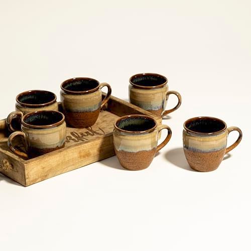 Beyond Homes Handcrafted Ceramic Tea Cup & Coffee Mugs Set of 6, 220 ml | Microwave Safe | Eco-Friendly Cup Set of 6 for Tea | Glossy Finish Ceramic Cups, Terracotta (Broad Drip) - Image 3
