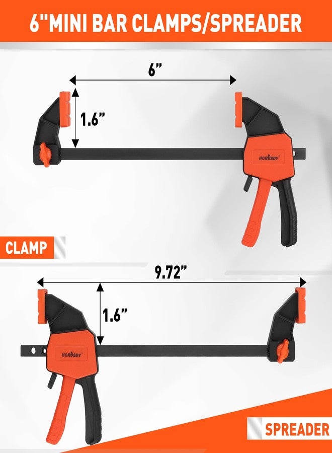 HORUSDY 8-Pack Bar and Spring Clamps for Woodworking - 4 Pieces 6" Bar, 4 Pieces 4" Spring, 75 LBS Load Limit, Quick F Clamp Set - Image 5