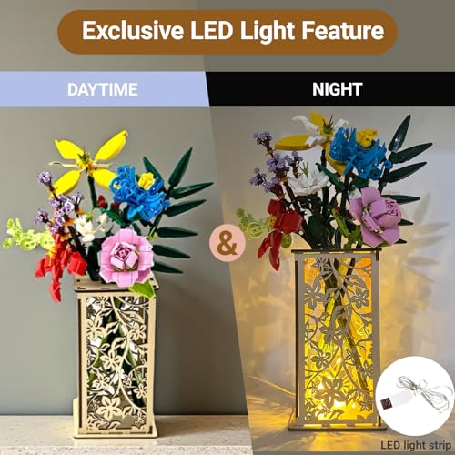 Turutu Wooden Carved Lego Flower Vase with Hollow Design -Artistic Display Stand for Lego Flowers, Perfect Vase for Lego Bouquet, Ideal Gift for Flower Lovers - Image 3