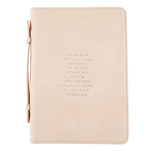 Creative Brands Faithworks Suede Bible Cover with Carry Handle and Zipper Closure Simply Faith Collection 7 x 10Inch Peach Romans 828