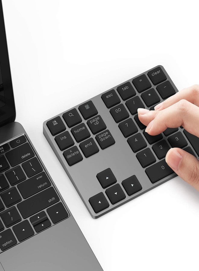 LEKVEY Bluetooth Number Pad, Aluminum Rechargeable Wireless Numeric Keypad Slim 34-Keys External Numpad Keyboard Data Entry Compatible for Macbook, MacBook Air/Pro, iMac Windows Laptop Surface Pro etc - Image 1