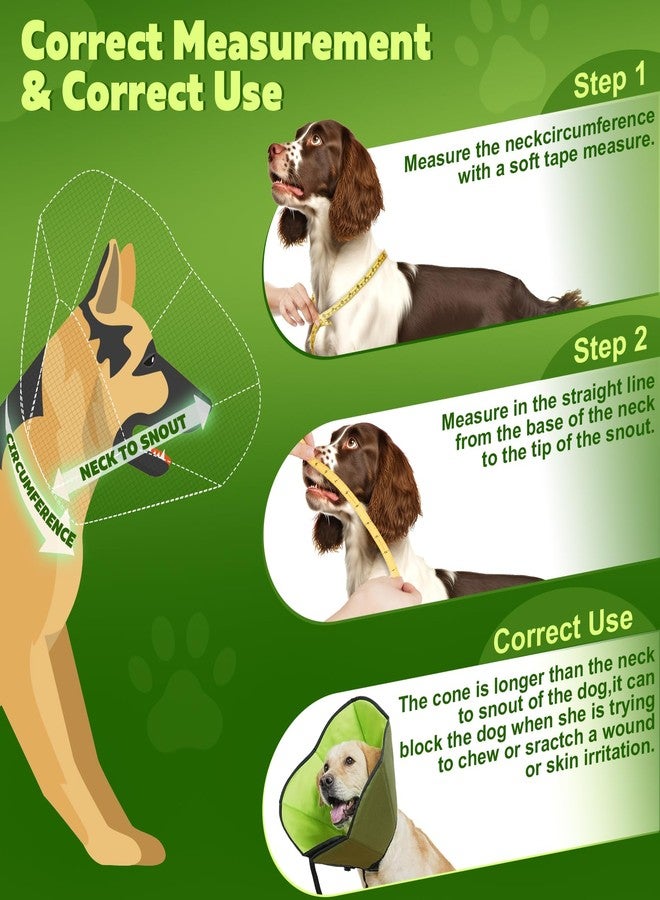 ipetstation Soft Dog Cone After Surgery: Comfortable Dog Cones Collar for Stop Licking Biting - Adjustable Elizabethan Collar for Dogs fit for Small Medium Large Dogs (Green, S) - Image 4