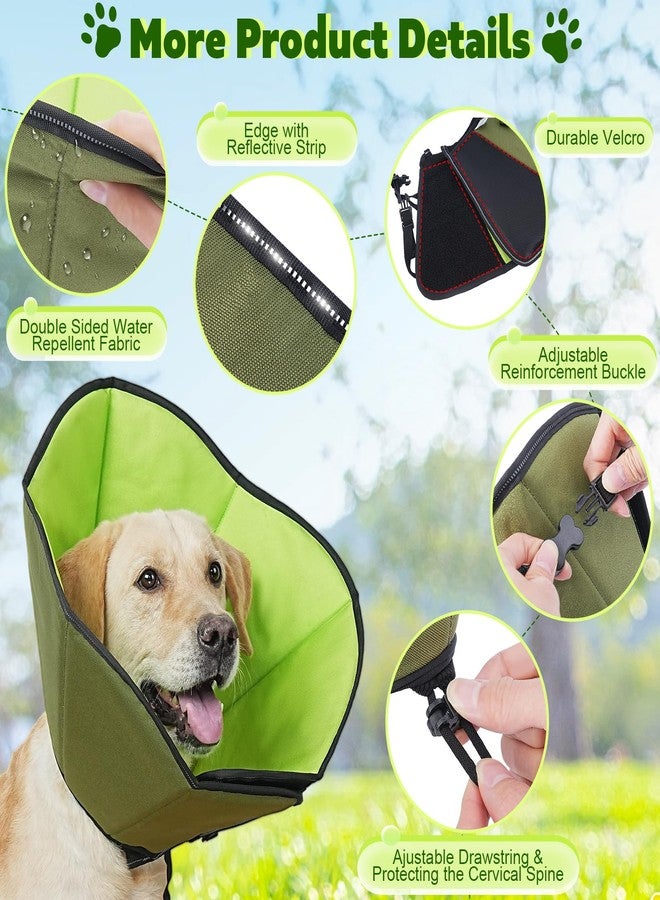 ipetstation Soft Dog Cone After Surgery: Comfortable Dog Cones Collar for Stop Licking Biting - Adjustable Elizabethan Collar for Dogs fit for Small Medium Large Dogs (Green, S) - Image 3