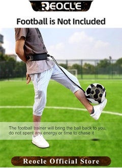 REOCLE Soccer Volleyball Rugby Trainer with Adjustable Waist Belt & Training Aid & Control Skills Football Kick Throw Solo Practice for Kids Adults  - Image 5