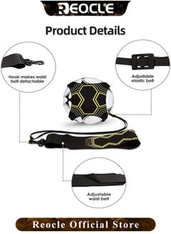 REOCLE Soccer Volleyball Rugby Trainer with Adjustable Waist Belt & Training Aid & Control Skills Football Kick Throw Solo Practice for Kids Adults  - Image 2