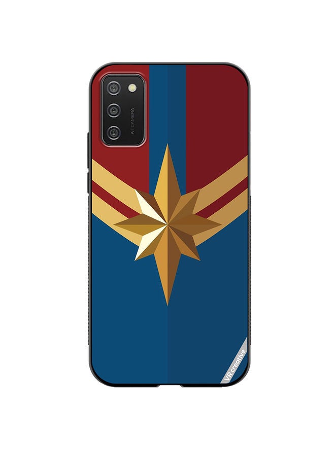 VR CREATIVE غطاء حماية لهاتف سامسونج جالاكسي A02s بتصميم شعار كابتن مارفل متعدد الألوان - Image 1