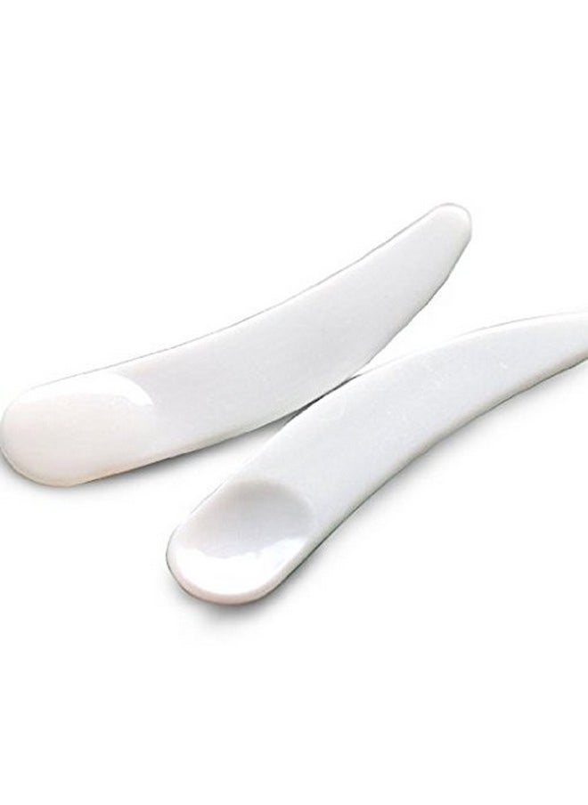 ONWON - Nwon 100 Pcs Mini Curved Cosmetic Scoop Makeup Mask Plastic Spoon (White) - Image 1