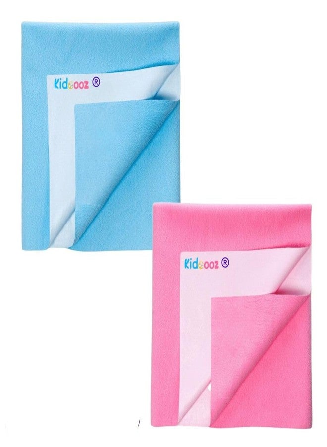 Kidoooz Anti-Piling Fleece Extra Absorbent Instant Dry Sheet for Baby, Baby Bed Protector, Waterproof Sheet (2, Sky Blue+Pink, Medium) - Image 1