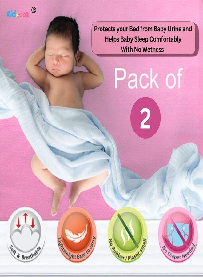 Kidoooz Anti-Piling Fleece Extra Absorbent Instant Dry Sheet for Baby, Baby Bed Protector, Waterproof Sheet (2, Sky Blue+Pink, Medium) - Image 2