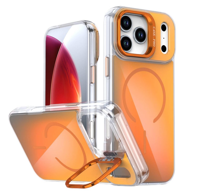 غطاء MagSafe بPC باللون أسود مغناطيسي بوظيفة حامل لـ iPhone 16 / 16 Plus / 16 Pro / 16 Pro Max مع مغناطيس قوي وحامل قائم مع مقاوم للصدمات مع حماية من السقوط للتنقل اليومي - Image 5