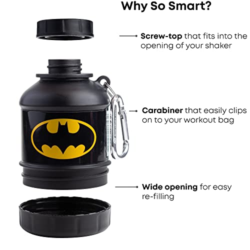 Smartshake Justice League Whey2Go Batman Protein Powder Storage Container 50g – BPA Free Shaker Bottle Funnel for Whey Protein Powder - 110ml, DC Comics Batman - Image 2
