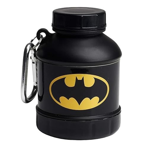 Smartshake Justice League Whey2Go Batman Protein Powder Storage Container 50g – BPA Free Shaker Bottle Funnel for Whey Protein Powder - 110ml, DC Comics Batman - Image 1