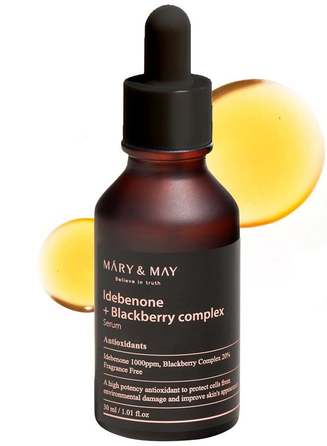 MARY & MAY سيروم إيديبينون + مركب التوت الأسود - مضاد قوي للشيخوخة لتعزيز مضادات الأكسدة وتغذية البشرة - سيروم وجه كوري، درجة خضراء من EWG، خالي من القسوة، 30 مل - Image 1