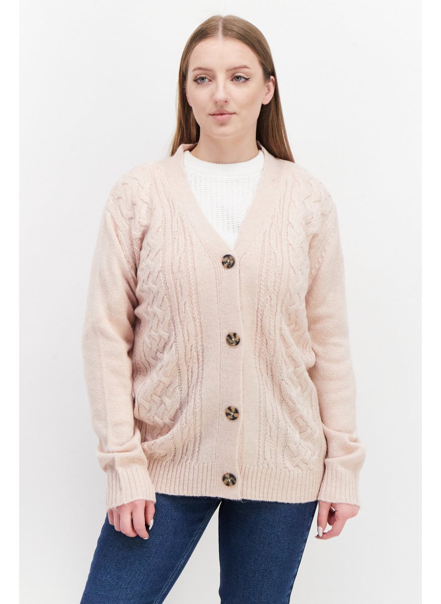 Women Button Front Cable Knit Cardigan, Pink - pzsku/ZD62D54C6A6D2880A2D8EZ/45/_/1724351600/9d4f4a2b-14ae-4d65-855d-f4e84413230c