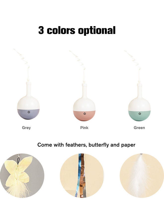 NIBEMINENT Food Dispenser Treat Ball With Teaser Wand Pink/White 15 x 10cm - Image 4