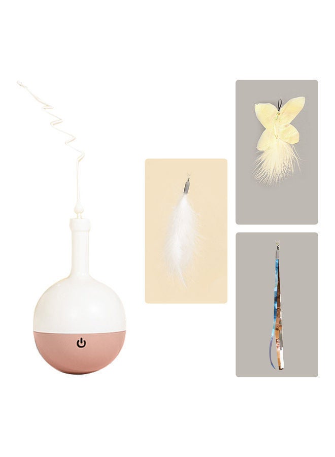 NIBEMINENT Food Dispenser Treat Ball With Teaser Wand Pink/White 15 x 10cm - Image 3