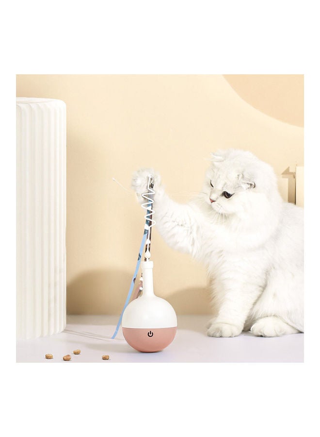 NIBEMINENT Food Dispenser Treat Ball With Teaser Wand Pink/White 15 x 10cm - Image 2