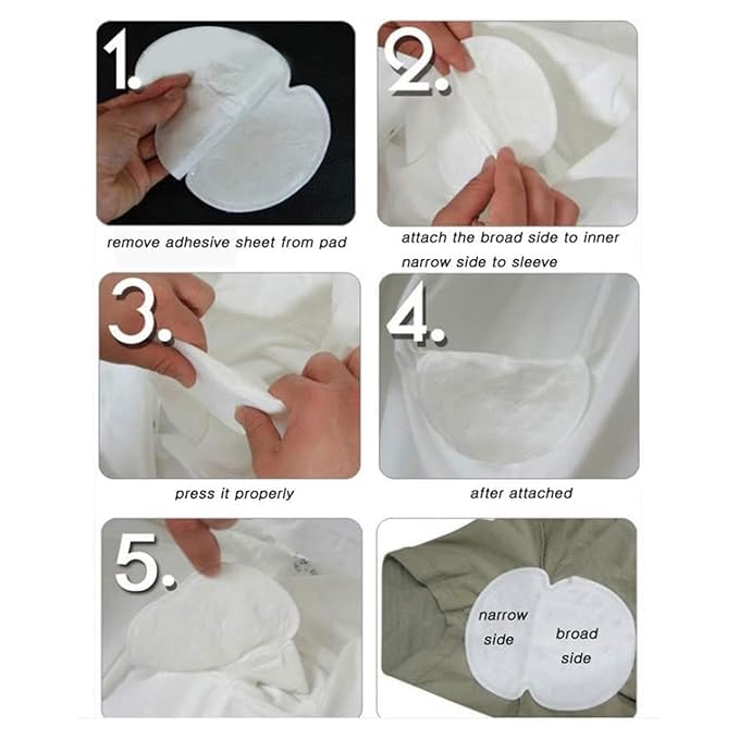 AZLVERA Underarm Sweat Pads, 10 pcs Underarm Armpit Sweat Perspiration Pads Shield Adhesive Garment Guards Sweat Free & Odor Free - Image 3
