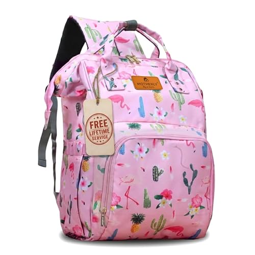 Motherly Elegant Diaper Bag for Mothers for Travel, Maternity Bag for Newborn Baby, Mothers Travelling Bag, Multipocket Baby Bag, Hospital Bag for Moms (Cactus Pink) - Image 1