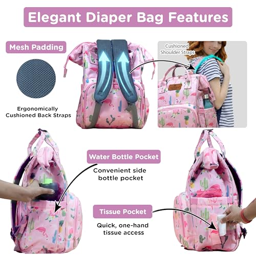 Motherly Elegant Diaper Bag for Mothers for Travel, Maternity Bag for Newborn Baby, Mothers Travelling Bag, Multipocket Baby Bag, Hospital Bag for Moms (Cactus Pink) - Image 5