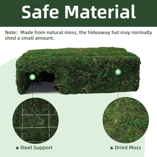 Hollima Mossy Cave Hide for Reptiles, Lizard Moss Hideout with Safe Shelter, Snake Cave Hut for Themed Terrarium Ideal for Gecko Hamster Snake to Rest & Hide - Image 3