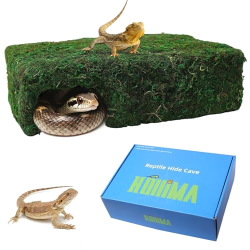 Hollima Mossy Cave Hide for Reptiles, Lizard Moss Hideout with Safe Shelter, Snake Cave Hut for Themed Terrarium Ideal for Gecko Hamster Snake to Rest & Hide - Image 1