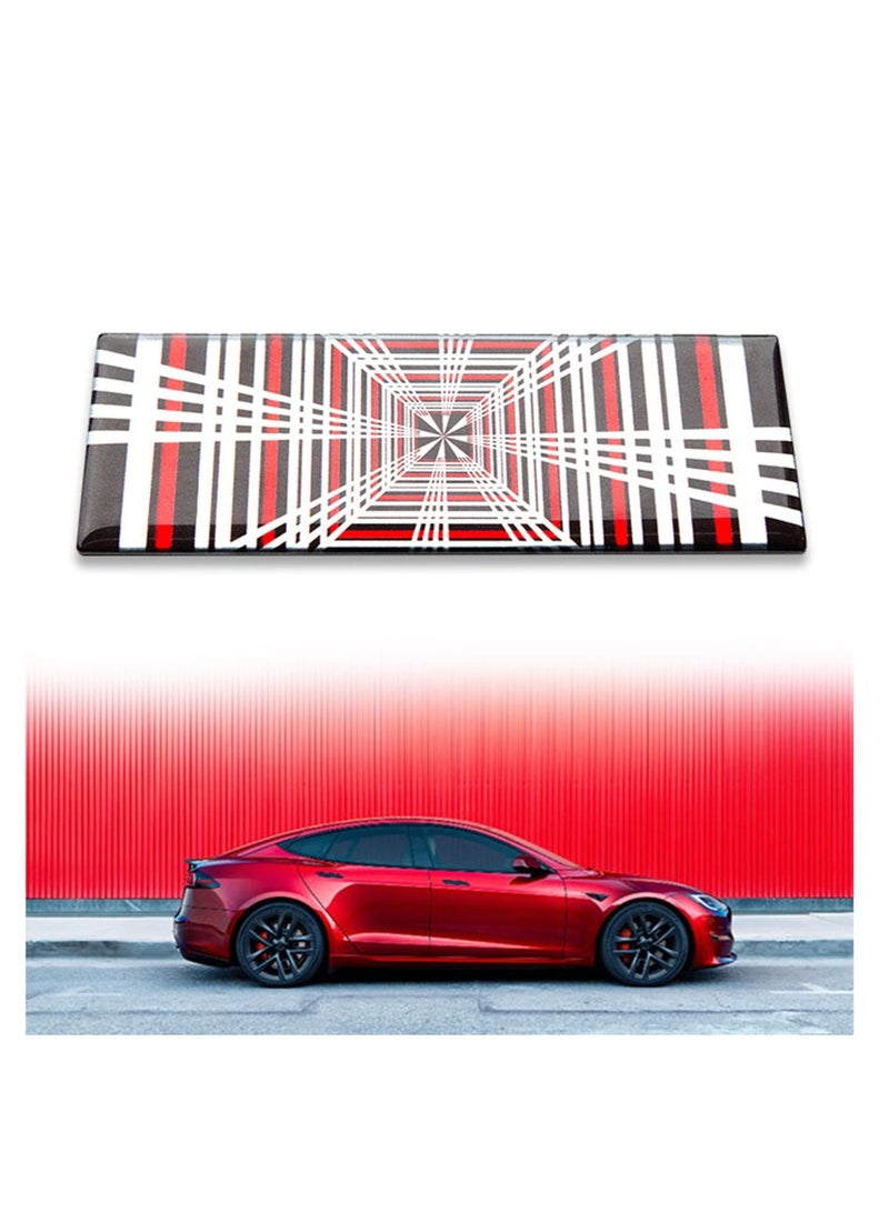 Y&D Automotive 3D Badge Sticker Compatible, Plaid Emblem, Tail Logo for Tesla Model 3/Y/S/X Accessory Metal Letter (Red Black)  - Image 4