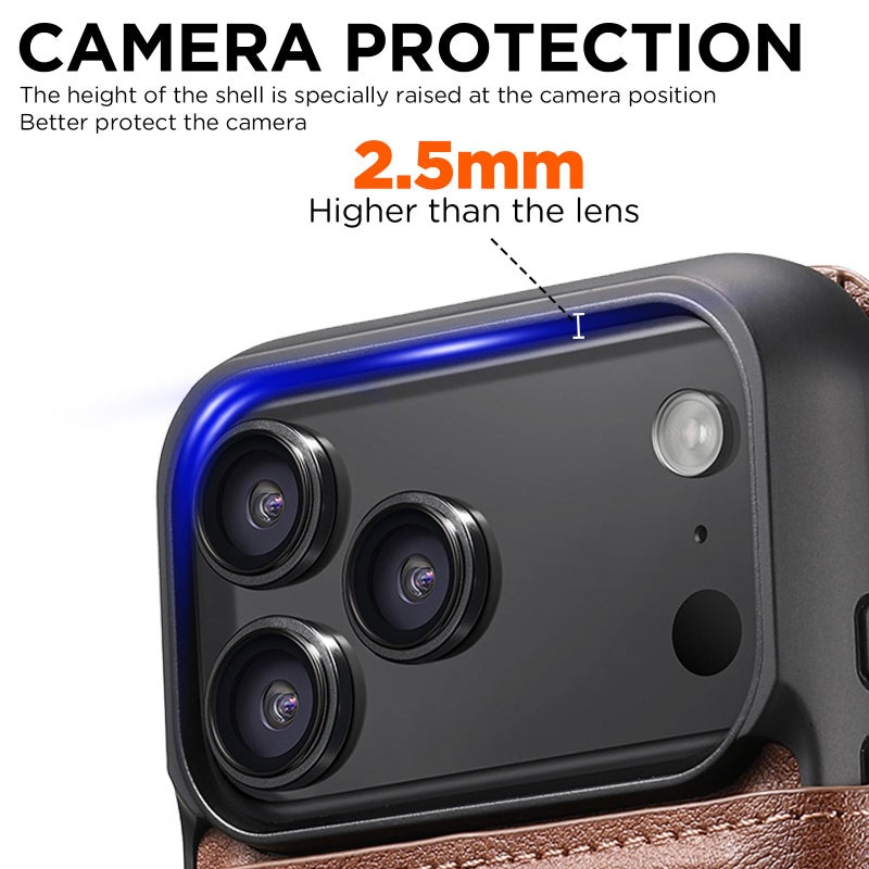 سوتين جراب هاتف ماج سيف 2 في 1 متعدد الوظائف قابل للفصل لهاتف آيفون 17 برو Q05 (بني) - Image 4