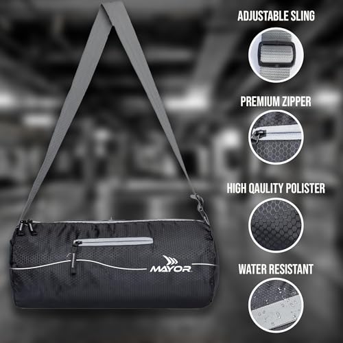 Mayor Prime Gym Bag for Men & Women | Lightweight Workout & Training Bag with Side Pocket & Adjustable Shoulder Strap | Suitable for Gym, Fitness, Sports & Travel | Polyester (Grey, 16L Capacity) - Image 2