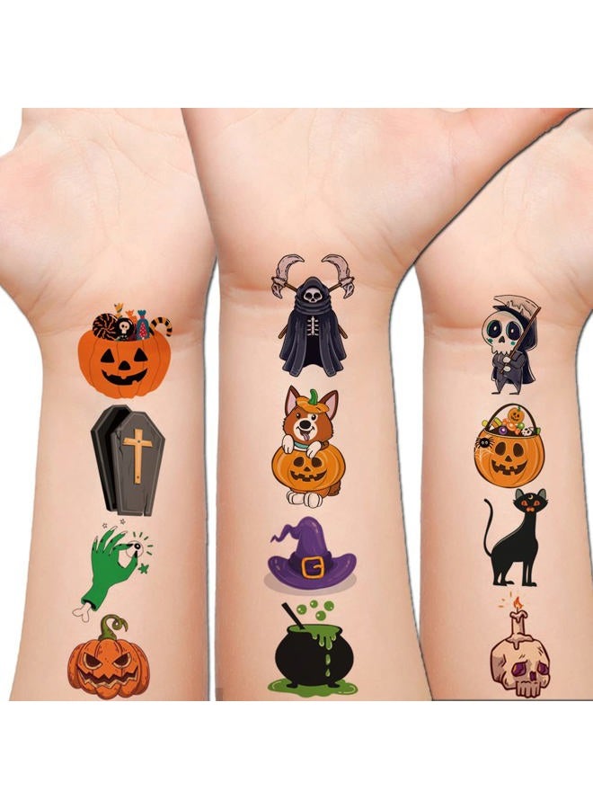 Hohamn Halloween Temporary Tattoos for Kids, 200 Styles Halloween Pumpkin Fake Tattoos for Boys Girls Halloween Party Gifts Crafts Decoration - Image 1