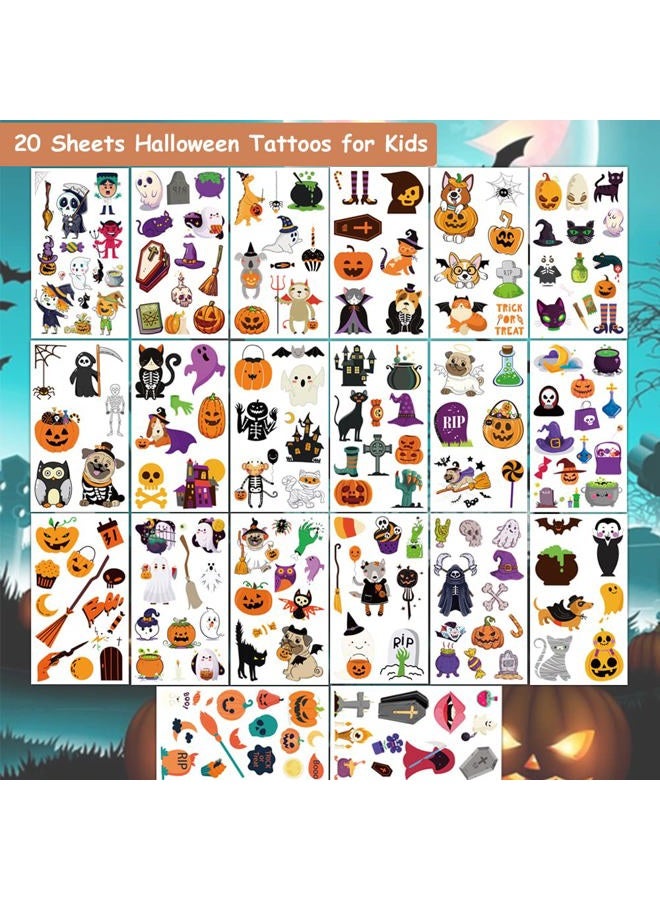 Hohamn Halloween Temporary Tattoos for Kids, 200 Styles Halloween Pumpkin Fake Tattoos for Boys Girls Halloween Party Gifts Crafts Decoration - Image 2