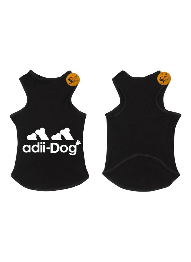 Sage Square Set Of 2, Comfort Cotton Dog T-Shirt, Sleeveless Vest For Dog Clothes, Puppy Tank Top Fashion Apparel (Black + Red) (Medium) (18Inches)  - Image 5