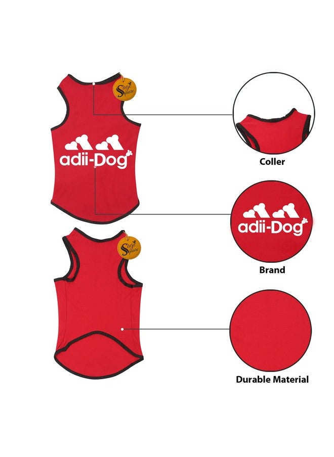 Sage Square Set Of 2, Comfort Cotton Dog T-Shirt, Sleeveless Vest For Dog Clothes, Puppy Tank Top Fashion Apparel (Black + Red) (Medium) (18Inches)  - Image 3